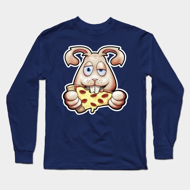 SNAX Rabbit eating pizza Long Sleeve T-Shirt by SilverBaX